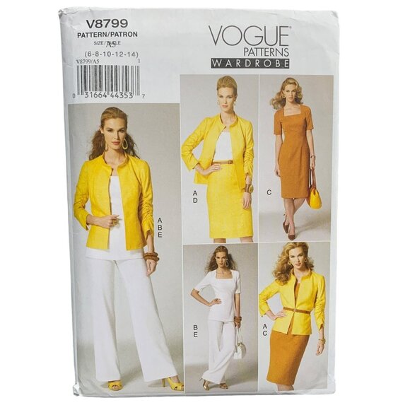 Vogue Pattern V8799 Misses Jacket Dress Skirt Pant Size 6-14 uncut - Picture 1 of 2